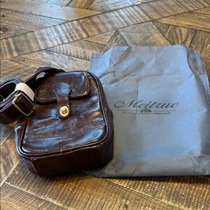 Dark Brown Leather Messenger Bag